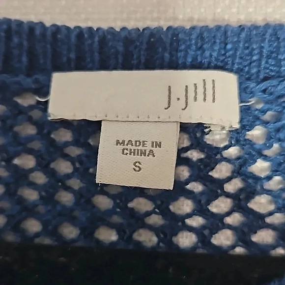 J. Jill Open Knit Sweater Teal Blue Linen Cotton Blend Women's Small - Picture 8 of 16